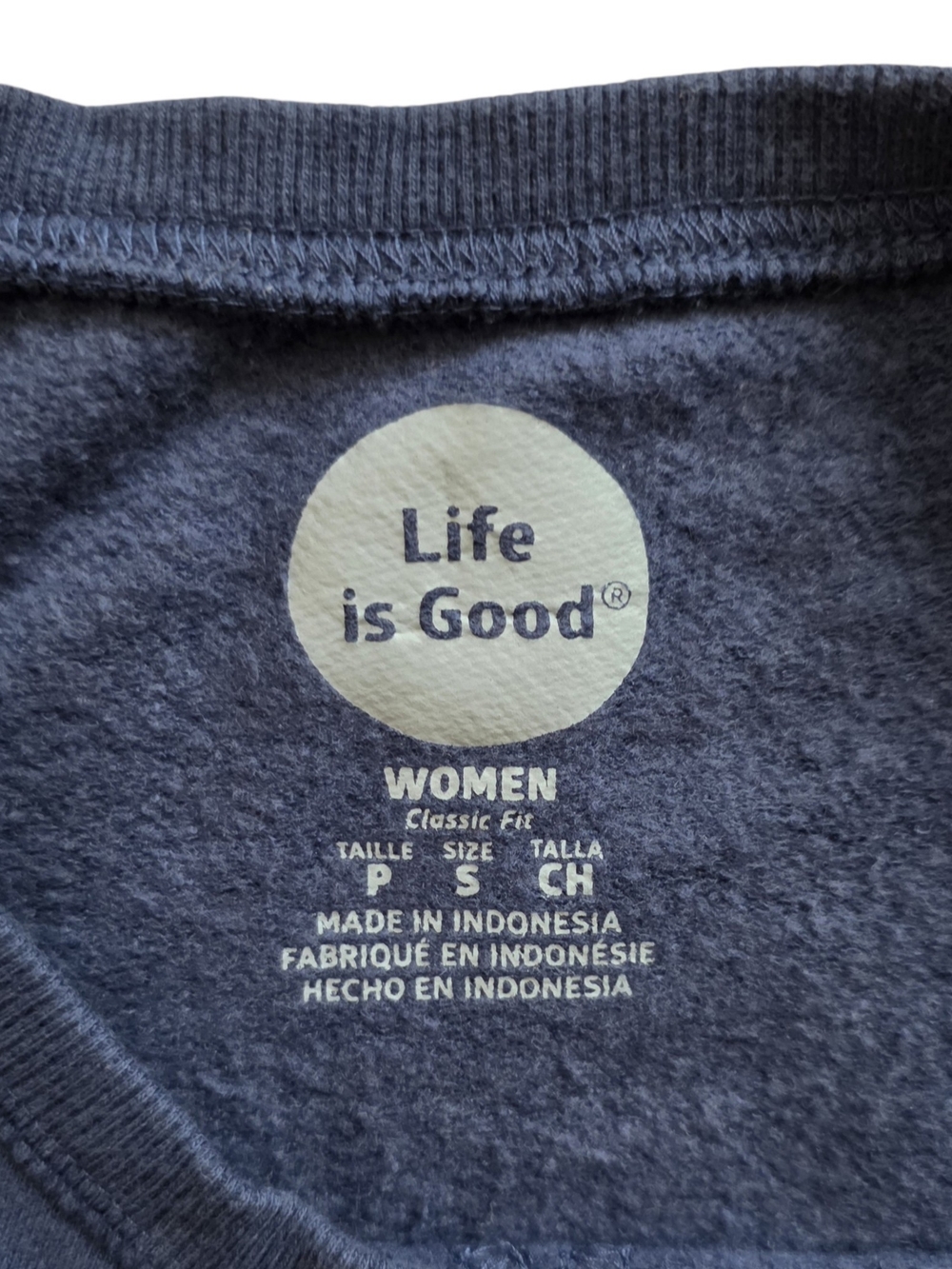Life Is Good Small Navy Blue Sun Graphic Crewneck Casual Cozy Sweatshirt - Picture 2 of 9